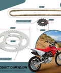 Honda Drive Chain X Ring And Sprockets Bolt Kit For XR80R 1985 2003 And CRF80F 2004 2013 showing 110 link chain and 46T 14T sprockets