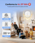 10 Year Sealed Battery Smoke Detectors 3 Pack For Homes And Rentals, UL 217 10th Edition, No Battery Replacements Ever, 24 7 Fire Safety You Can Trust wall-mounted smoke detector in living room