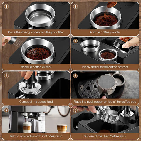 Pro Level 54MM Espresso Bar Setup Knock Box Tamping Station Precision Tamper WDT Tool Dosing Funnel step-by-step guide
