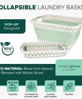 Eco Friendly Wheat Straw Collapsible Storage Bin For Home Organization Big 25 Inch Laundry Hamper With Dual Grip Handles
