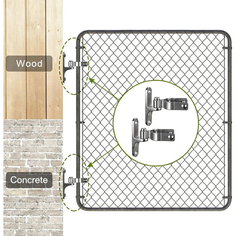 Heavy Duty Gate Hinges Set In 304 Stainless Steel For Wood And Chain Link Fences One And Three Eighths Inch Wide Wall Mounted Hinge Kit