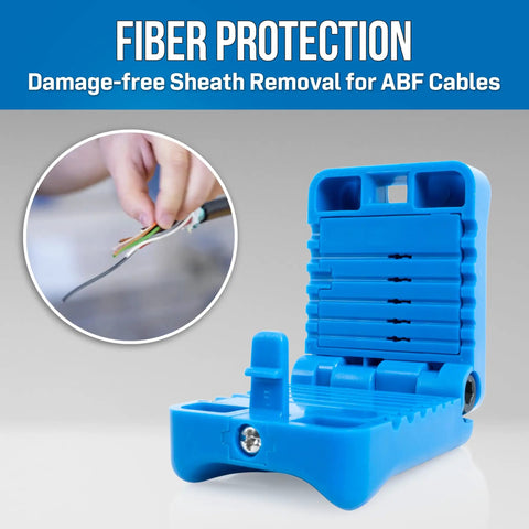 Mid Span Fiber Slitter For ABF Cables 0.9 To 1.5 Mm Precision Five Groove Blade Depth Control Pro Grade Safe Slitting Tool For Clean Outer Sheath Removal Without Damaging Internal Fibers, blue