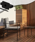 Straight Up Durable Black Nylon Hidden Deck Fasteners Plus T Clips With Heavy Duty Metal Screws For Effortless Composite Board Setup No Fuss Universal Decking Connector Kit 50 Piece on a patio with furniture.
