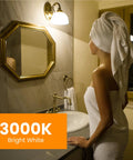 Bathroom illuminated by Six Pack 4W LED MR16 GU10 Bulbs Dimmable With 35W Equivalent 3000K Warm White 300 Lumens lighting.