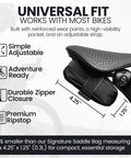 Compact Under Seat Bike Saddle Bag 0.3L Small Midnight Black Water Resistant Ripstop With Waterproof Zipper
