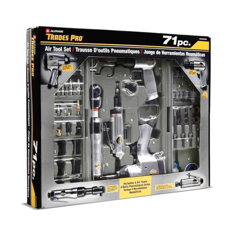 Beefed-Up 71-Piece Pneumatic Air Tool Kit With 1/2 Inch Impact Wrench, 3/8 Inch Ratchet, Air Hammer, Die Grinder, Hose Fittings, And Storage
