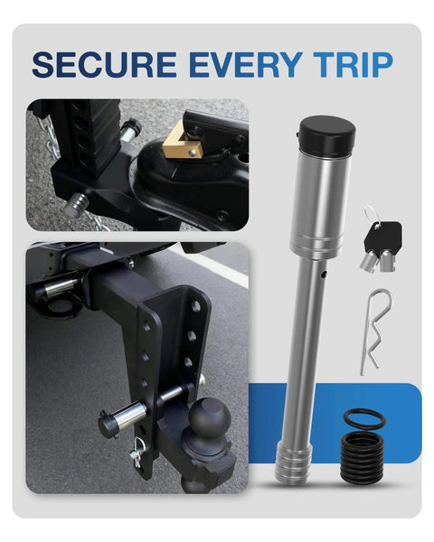 Beefy Extra Long Four And A Half Inch Trailer Hitch Lock Pin For Two Inch, Two Point Five Inch And Three Inch Receivers Stainless Steel