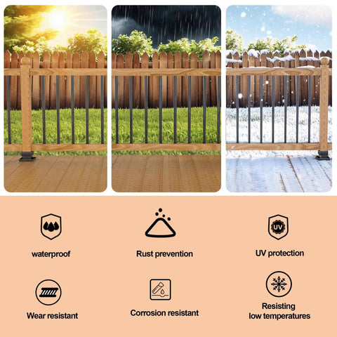 30 Pack 32 Inch Black Aluminum Deck Balusters Heavy Duty Railing Spindles For Porch in sun, rain, and snow settings.