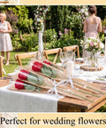 150 Pack Rose Sleeve Bouquet Bags Kraft Paper Backed With Plastic Front for weddings on decorated table