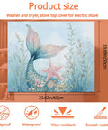 Starfish Coral Mermaid Theme Washing Machine Top Cover And Dryer Pad, anti slip absorbent mat, home decor, 23.62x19.69 inches