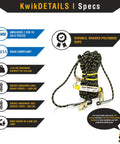 Heavy Duty Premium Braided Rope Vertical Lifeline for Roof Safety 150 ft ANSI OSHA Rated Rope Grab Snap Hook Fall Protection