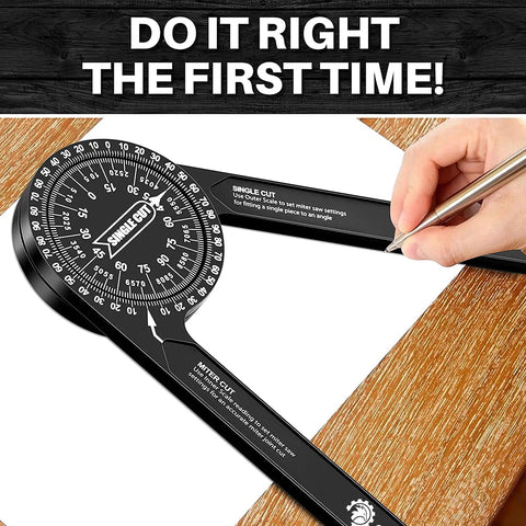 7-Inch Aluminum Miter Saw Protractor With Laser Inside And Outside Readouts, Precise Angle Finder for measurement on wood surface