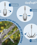 Beefy Grappling Hook With 65 Ft Rope Folding 4 Claw Survival Claw for Camping and Outdoor Adventures diagram for simple use guide.