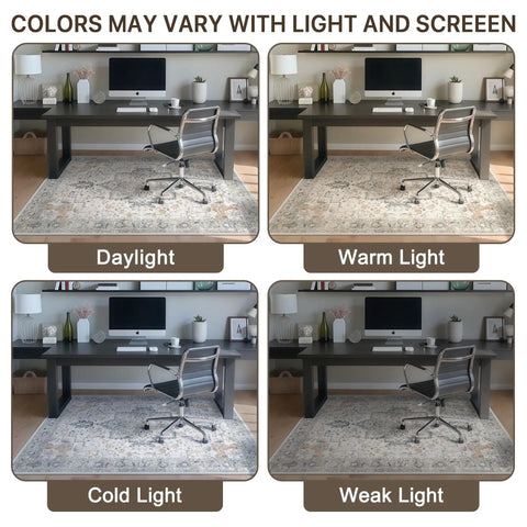 36x48 Inch Office Chair Mat For Hardwood And Tile Floors Under Desk, Grippy Non Slip Vinyl Floor Protector with light variations.