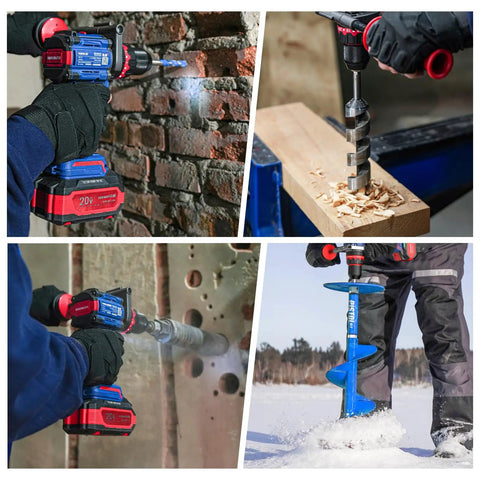 Straight Fire Brushless Hammer Drill Compatible With Makita 18V Battery packing 1100 in lbs torque used for drilling and boring on various materials.