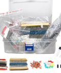 Massive 1400 Piece Electronics Component Kit With Six Types For DIY Projects For Makers Including Electrolytic Capacitors Three Millimeter LED Diodes Through Hole Diodes Resistors Ceramic Capacitors And Transistors For Prototyping And Repairs in plastic storage case