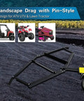 Tow Behind Drag Harrow With Pin Style Hitch 72 Inch Width on gravel road for ATVs, UTVs, and garden tractors with adjustable bars.