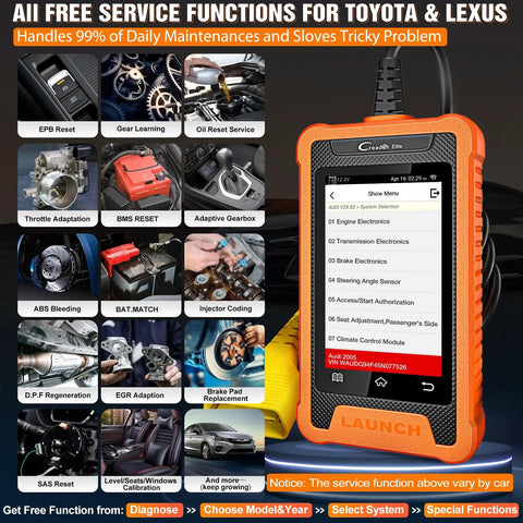 Creader Elite BiDirectional OBD2 Scanner For Toyota And Lexus 2026 Full System Diagnostic Tool With 4 Inch LCD Touch Screen