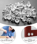 Forty Pack Clear Glass Table Bumper Pads With Five Millimeter Stem for furniture setup, anti-slip soft PVC cushioning.
