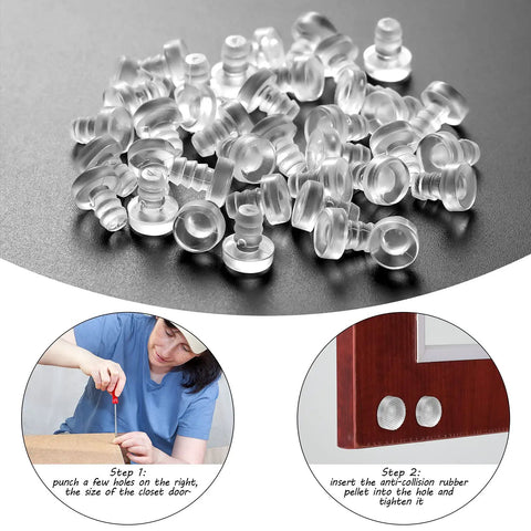 Forty Pack Clear Glass Table Bumper Pads With Five Millimeter Stem for furniture setup, anti-slip soft PVC cushioning.