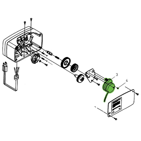 Exploded view of 5600 Timer Motor Replacement For Water Softener Valves 120V 60Hz 3W Includes Mounting Screws 11384 compatible parts.