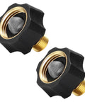 Two EZALOR water inlet fittings for pressure washer pumps, 3/4 in to 3/8 in, brass threads, black with mesh.