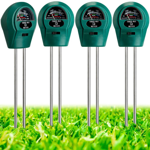 4 Pack Plant Moisture Meter 3 In 1 Soil Tester And PH Monitor For Houseplants And Garden Indoor Outdoor Yard Lawn Patio Farm Care No Battery Required Green on grass