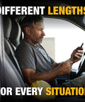 Man using Beefy Kevlar Reinforced USB A To Type C Cable in a vehicle, demonstrating jobsite toughness and versatility.