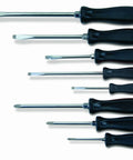 Endurogrip 8 Piece Screwdriver Set With Multi Size Slotted And Phillips Bits, Electrician Grade Comfort Grip Handles That Never Slip Under Tough Work, Heavy Duty Chrome Blades For Hard Use And Easy Cleanup neatly aligned