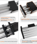 CNC Linear Stage Actuator With Double Optical Axis Rails And 1605 Ball Screw Drive, 300mm Travel, 80mm Aluminum Base, Close-Up View