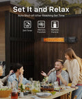 Infrared Patio Heater 1500W With Remote, 2.5 Second Instant Heat installed on outdoor wall, heating group of people dining outside.