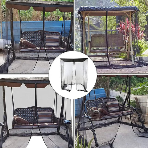 Patio Mosquito Netting With Zipper For Outdoor Use Waterproof Tent Mesh Screen For Porch Swing 3 Seater 125x205x205 cm