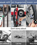 Bluetooth Biometric Cable Lock With App Unlock For Bike And Home Security Fingerprint Lock Waterproof 42cm Cable Lock