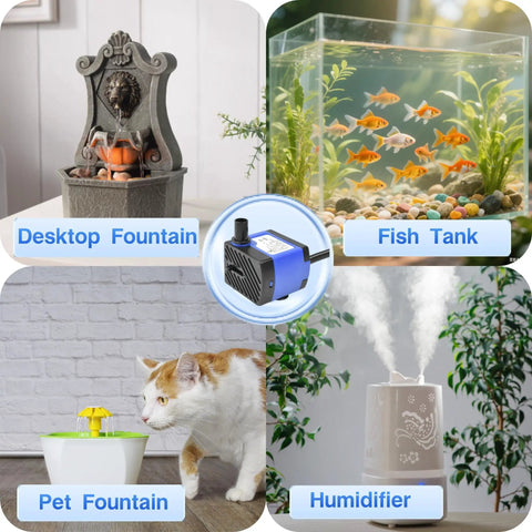 Beast Submersible Pump 92GPH 5W Adjustable Flow in fish tank, pet fountain, desktop fountain, and humidifier setups