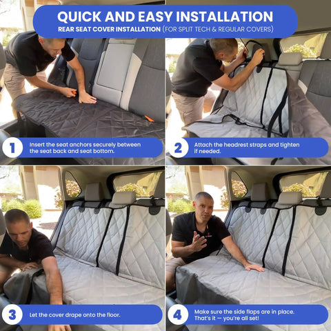 Back Seat Dog Car Cover Without Hammock 54 Inches Wide Waterproof Non Slip Heavy Duty Seat Protector installation steps