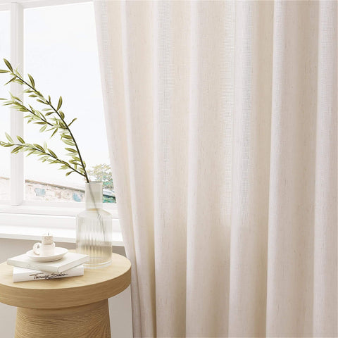 Pinch Pleated Extra Wide Linen Curtains For Patio Sliding Glass Door 84 Inches Long Cream Ivory 72 Inch Wide Drapes With Hooks And Rings