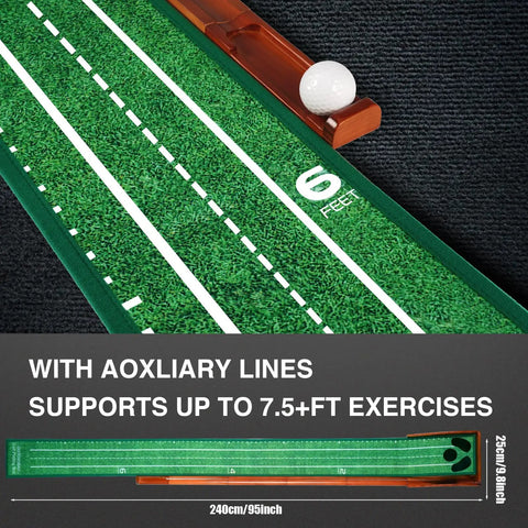 Premium Indoor Golf Putting Mat With Auto Ball Return For Home Office And Outdoors, Realistic Rolling Speed, top view
