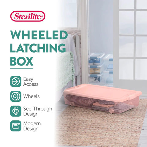 Flex Your Storage Game With These Wheeled Latching Boxes Perfect For Home Office Decluttering 56 Quart Rollaway Totes Heavy Duty Plastic Bins With Secure Snap Lids Smooth Caster Wheels Easy Transport 8 Piece Set