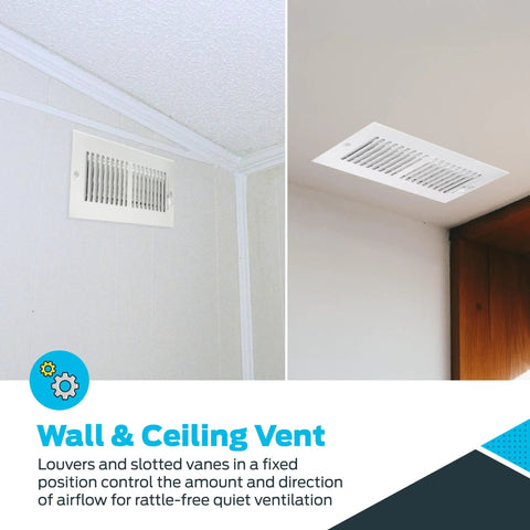 Two Way Air Vent Cover For 10 By 4 Inch Duct Opening In Wall Or Ceiling Mount Solid Steel HVAC Register Cover Installed
