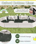 Kids Sandbox With Cover And Built In Seating, Weather Resistant Outdoor Sand Pit For Backyard Fun shown with drainage liner