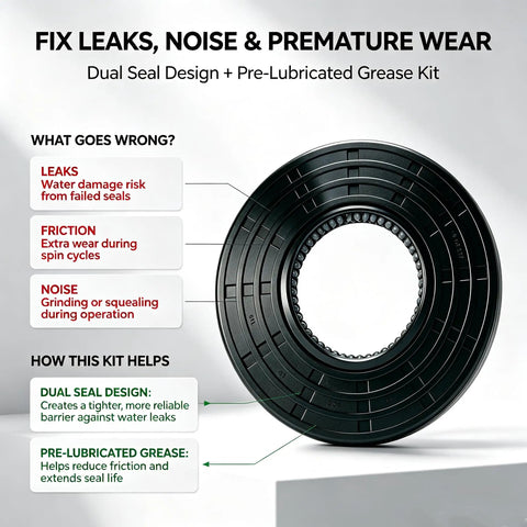 Front Load Washer Tub Bearing And Seal Kit Beats Roaring Noise And Stops Pesky Leaks For Frigidaire And Kenmore Models dual seal design for leak protection