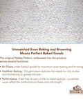 Pebble pattern of Pro Grade Aluminum Bake Pan 10 By 14 Inch Cookie Sheet with even baking benefits description.