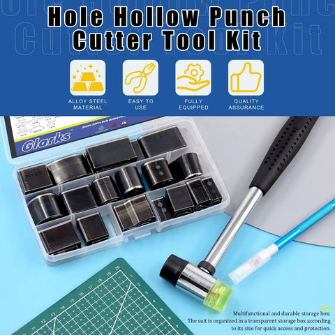 55 Piece Hollow Punch Cutter Kit With 52 Shape Options, Carving Knife And 5 Replacement Blades, Rubber Hammer, A5 Cutting Mat