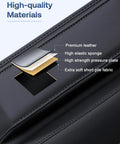 Close-up of Premium Leather Car Seat Gap Filler Organizer with flexible anti-drop edge, showcasing high-quality materials.