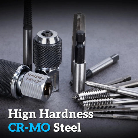 Ratcheting Tap Socket Set Two Piece For Cramped Spaces With Adjustable Jaws And Dual Drive Three Eighths Inch Hex Drive Fits Taps Reamers And Screw Extractors Cr-Mo Steel Perfect For Your Engines Plumbing And DIY Projects with taps and extractors