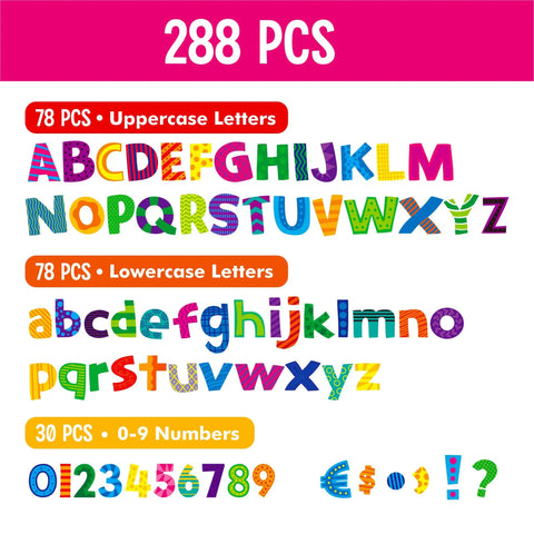 Go To Alphabet Letters Kit For Home And Classroom 288 Piece Bulletin Board Set With 78 Uppercase 78 Lowercase 30 Numbers And Punctuation