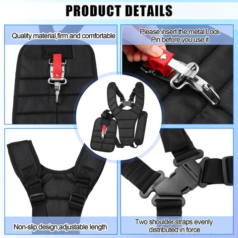 Two Pack Black Comfort Padded Double Shoulder Strap Belt For Garden Tools Trimmers Brush Cutters Lawn Mowers Leaf Blowers