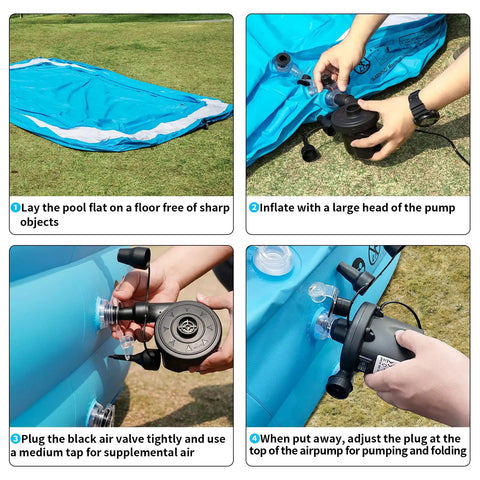 Instructions for setting up the Massive Family Inflatable Pool With Pump 130 Inch Long 72 Inch Wide 22 Inch Deep For Adults