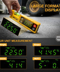 Magnetic Digital Level and Protractor Angle Finder with large display showing angle measurement for tough job sites.