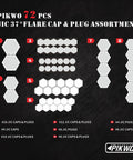 Heavy Duty Pro Grade JIC And ORFS Hydraulic Cap And Plug Kit 160 Piece Master Fittings Set layout with size labels